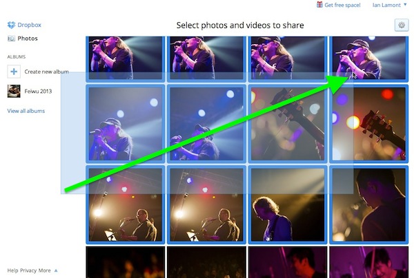 Dropbox Photos how to select